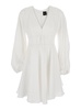 White Dress With V-Neck And Flared Skirt In Tech Fabric Woman