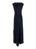 'Mara' Blue Long Dress With Boat Neckline And Side Slit In Viscose Blend Woman