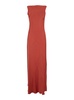 'Mara' Red Long Dress With Boat Neckline And Side Slit In Viscose Blend Woman