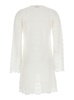 White Dress With V Neck And Jewel Detail On The Front In Cotton Woman
