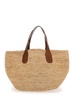 'Tokyo Ii' Beige Shopper With Double Top Handle And Woven Design In Raffia Woman