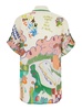 'Nadia' Multicolor Shirt With All-Over Printed Motif In Linen Woman