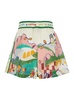 'Nadia' Multicolor Shorts With All-Over Printed Motif In Linen Woman