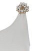 White One-Shoulder One-Piece Swimsuit With Rhinestone Brooch Detail In Tech Fabric Woman