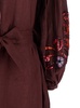 'Nicoletta' Brown Long Dress With Long Puffed Sleeves And Belt In Linen Woman