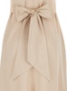 Long Beige Dress With Bow At The Back In Fabric Woman
