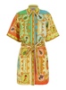 'La Musica' Multicolor Dress With All-Over Graphic Print In Linen Woman