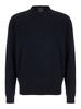 Dark Blue Crewneck Sweater In Merino Wool And Silk Blend Man