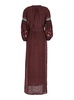 'Nicoletta' Brown Long Dress With Long Puffed Sleeves And Belt In Linen Woman