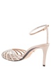 'Penelope' Beige Sandals With Rhinestone Embellishment And Stiletto Heel In Leather And Silk Woman