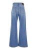 'Wanda' Blue High Waisted Jeans with Ripped Detail on the Front and Logo Patch on the Rear in Denim Woman