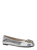 Metallic 'Gioia 03' Ballet Shoes with Love Birds Diamond Cut Logo on the Front in Laminated Leather Woman