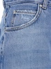 'Wanda' Blue High Waisted Jeans with Ripped Detail on the Front and Logo Patch on the Rear in Denim Woman