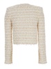 White Crewneck Cardigan with Jewel Buttons in Tech Fabric Woman