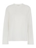White Crewneck  T-Shirt with Long Sleeve in Organic Cotton Woman