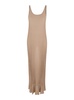 Long Beige Ribbed Dress with U Neckline in Lurex Woman