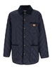 Blue Jacket with Classic Collar and Logo Detail on the Front in Tech Fabric Man