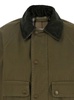 Green Cropped Jacket with Corduroy Collar in Cotton Woman