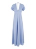 Long Light Blue Dress with Bow at the Back in Fabric Woman