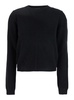 'Biker' Black Crewneck Sweater with Logo Patch on the Sleeve in Wool and Cashmere Blend Woman