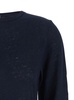 Blue T-Shirt with Boat Neckline and Long Sleeves in Linen Woman