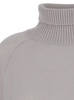 Grey High Neck Sweater with Ribbed Trim in Cashmere Woman