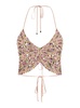 Pink Butterfly Cropped Top with Rhinestones in Viscose Woman