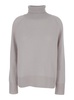 Grey High Neck Sweater with Ribbed Trim in Cashmere Woman