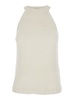 'Lolli' White Sleeveless Top with High Neck in SIlk Blend Woman