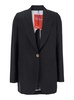 Black Jacket with Classic Lapels and Welt Pocket on the Chest in Fabric Woman
