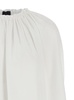 White Top with Dropped Shoulders and Curlsin Fabric Woman