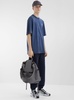 Blue Pants with High Elastic Waist in Cotton Man