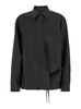 Black Shirt with Hidden Front Closure in Wool Blend Woman