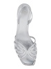 'Tara' Metallic Sandals with Elastic Ankle Strap and Block Heel in Leather Woman