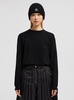 'Biker' Black Crewneck Sweater with Logo Patch on the Sleeve in Wool and Cashmere Blend Woman