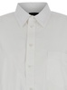 White Shirt with Pointed Collar and Front Slit in Cotton Woman