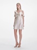 Beige Off-Shoulder Mini Dress with Ruched Details in Tech Fabric Woman