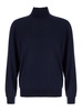 Blue Turtleneck Sweater in Merino Wool and Silk Blend Man