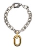 Silver-Colored Necklace with Pendant and Engraved Logo in Brass Woman