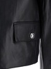 Black Cropped Jacket with Shoulder Pads in Leather Woman