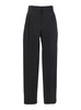 'Lilas' Black Pants with Belt Loops and Pences in Wool and Linen Blend Woman