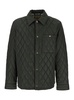 Green Quilted Jacket with Classic Collar in Tech Fabric Man