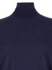 Navy Blue Turtleneck Pull with Rib Trim in Wool Man Gaudenzi