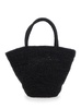 'Emilie' Black Tote Bag with Two Top Handles and Interwoven Design in Raphia Woman