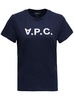 Blue Cotton T-Shirt with Logo Print in Cotton Woman