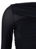 Black Long Dress with Ruffles and Boat Neckline in Tech Fabric Woman