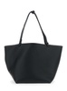 'Park Tote Three' Black Shopper with Flat Handles and Internal Clutch in Hammered Leather Woman