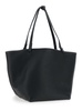 'Park Tote Three' Black Shopper with Flat Handles and Internal Clutch in Hammered Leather Woman