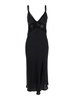 'Jacinta' Black Long Dress with Thin Straps and Crochet Inserts in Silk and Acetate Blend Woman