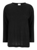 Black Shirt with Boart Neckline in Linen Woman